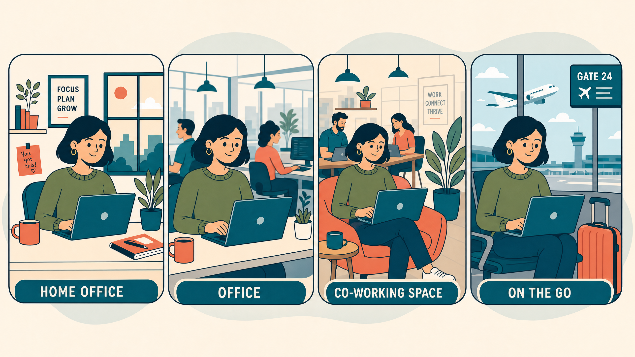 Illustration: Arbeiten von überall